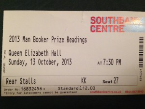 My ticket to the prize readings 2013 - where it all began!